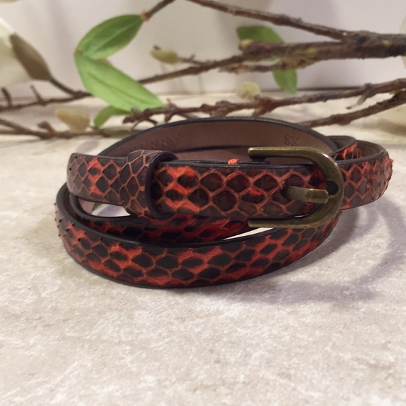 Ann Taylor Accessories - Ann Taylor genuine leather reptile snake thin belt